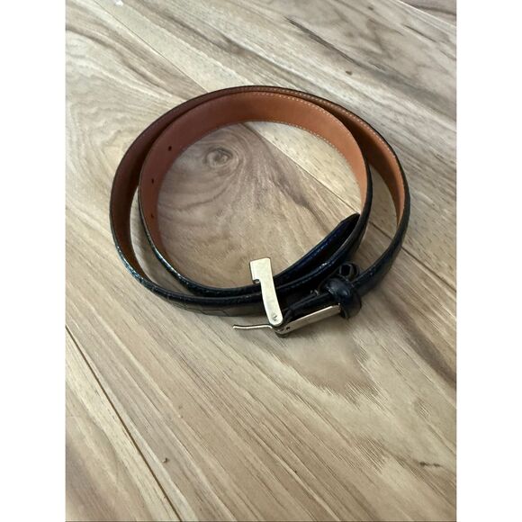 Ralph Lauren Women’s Crocodile Leather Black Belt Size M - Picture 1 of 8